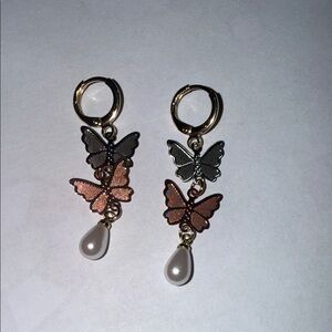 Butterfly Pearl Drop Earrings
